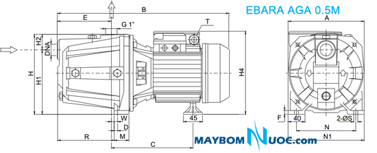 May bom tu moi Ebara AGE 0.5M