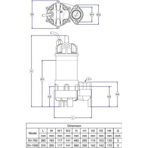 Máy bơm hút hố móng bùn loãng APP SV-750A (có phao) 5 Máy bơm hút hố móng bùn loãng APP SV-750A (có phao)