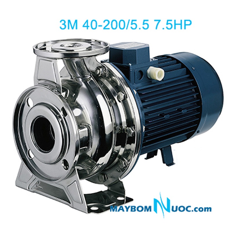 Máy bơm ly tâm trục ngang đầu inox 3M 40-200/5.5 7.5HP 1 Máy bơm ly tâm trục ngang đầu inox 3M 40-200/5.5 7.5HP