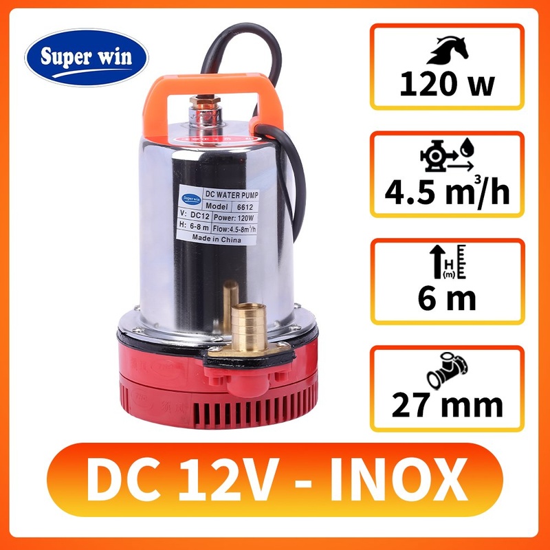 Máy bơm chìm SuperWin DC12V-SPW thân kim loại chống lật 1 Máy bơm chìm SuperWin dc-12v-spw