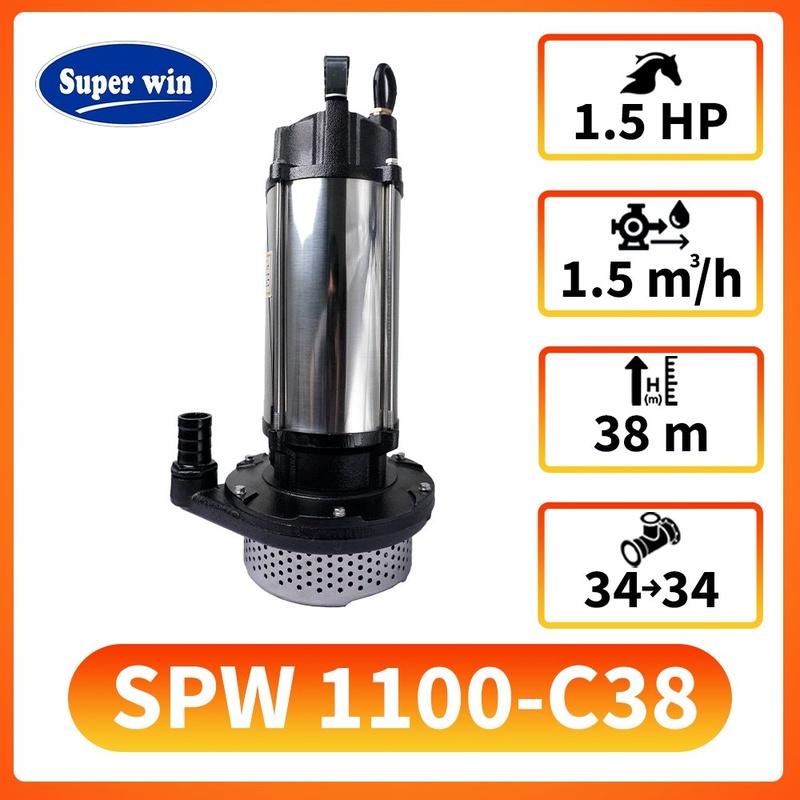 Máy bơm chìm cao áp cánh Inox SuperWin SPW-1100-C38 1 Máy bơm chìm SuperWin SPW 1100-C38