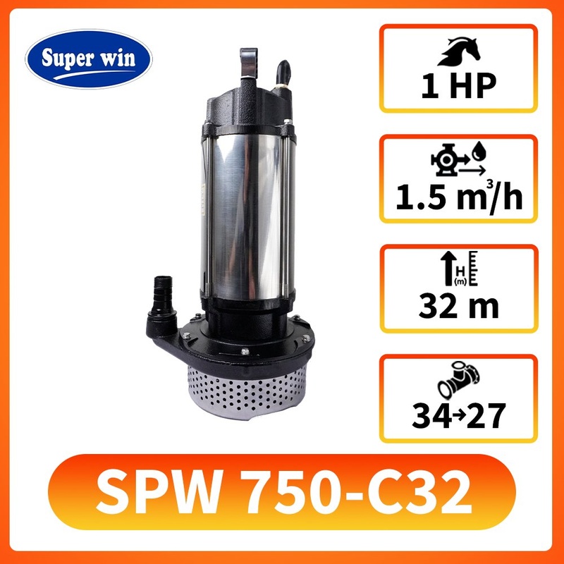 Máy bơm chìm cao áp cánh Inox đẩy cao tầng SuperWin SPW-750-C32 1 Máy bơm chìm SuperWin SPW 750 – C32